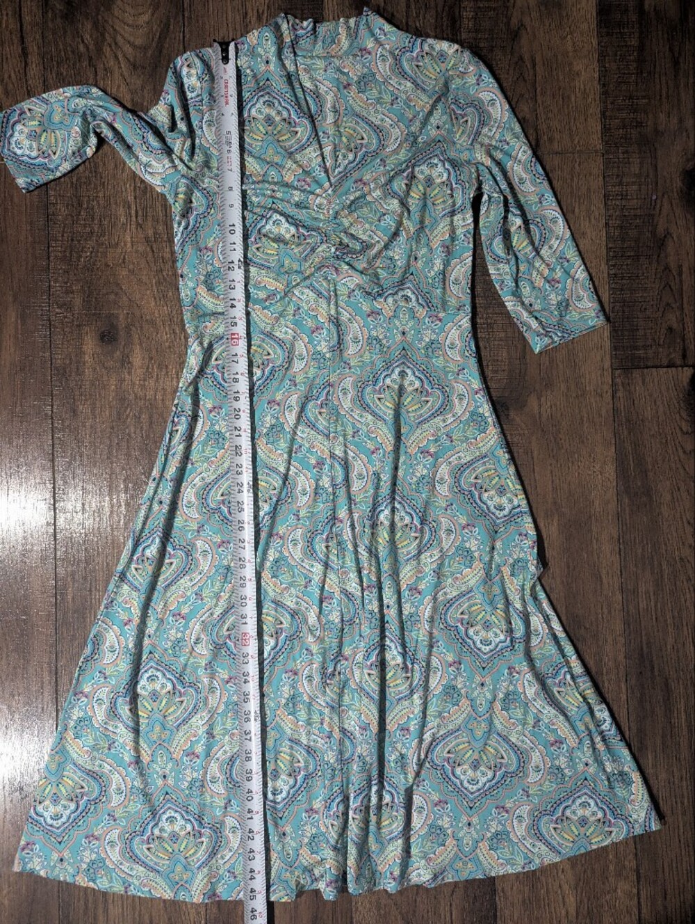 Soft Surroundings Women's Fit & Flare Midi Dress Sea Foam Green w/ Paisley Small - Picture 10 of 16